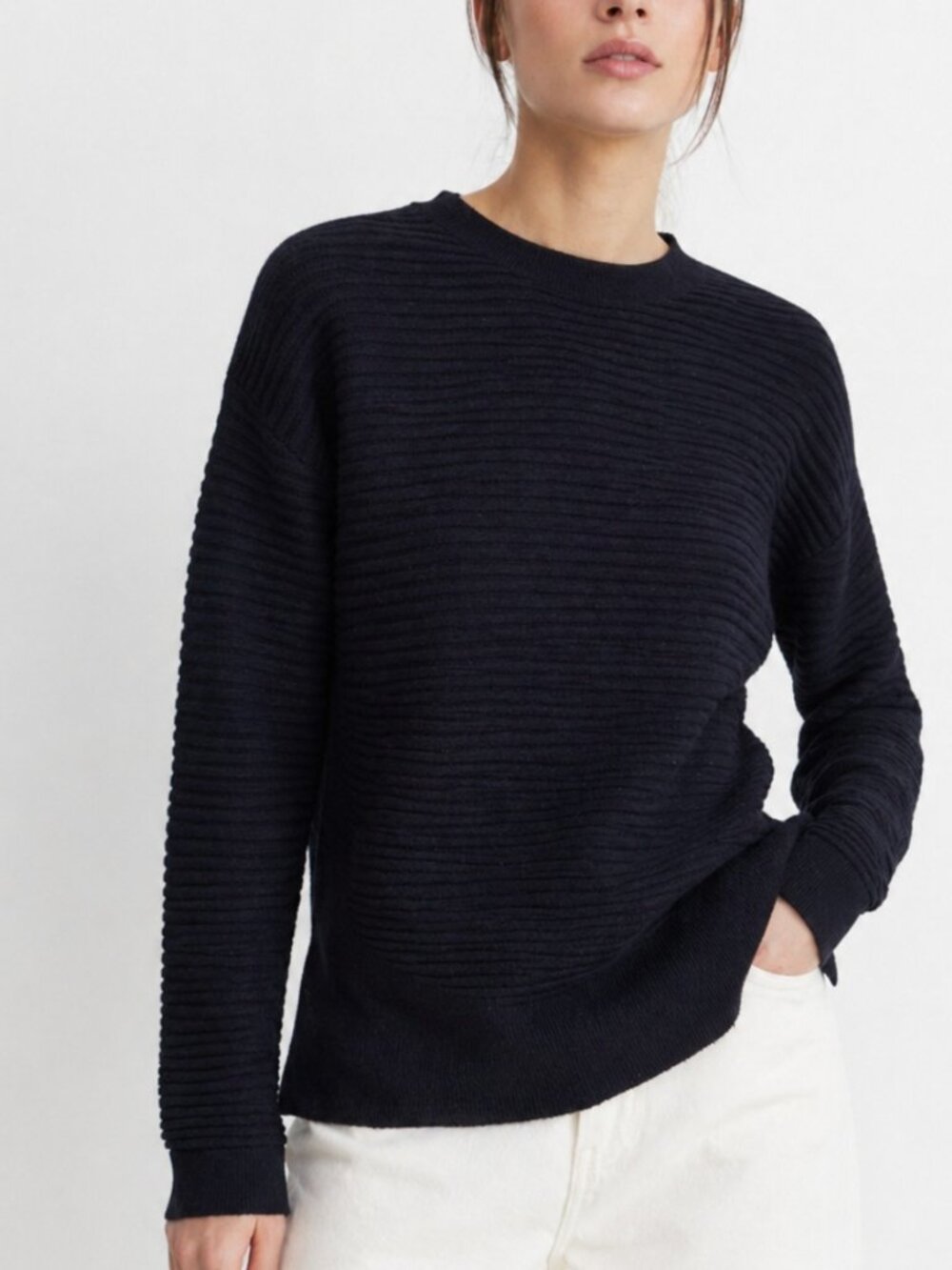 COS oversized textured knitted wool midnight blue Sweater Sz M